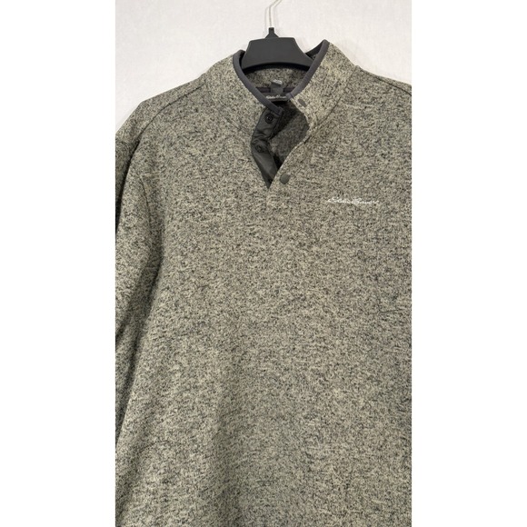 Eddie Bauer Sweater Men Fits XL Dark Gray Radiator Fleece Snap Mock Pullover - Picture 4 of 14
